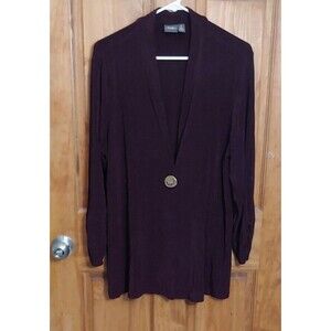 Travelers Chicos Womens Cardigan Top Sz 2 Dark Purple Large Acetate Career